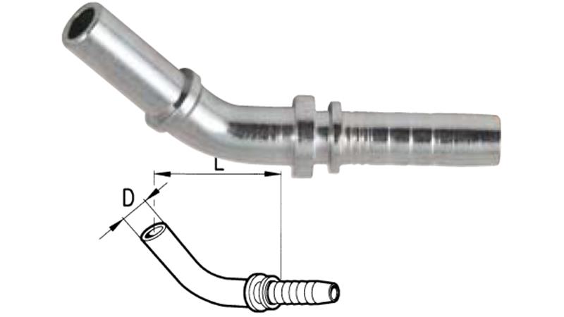 HYDRAULIC FITTING PIPE ELBOW 45°DN10-d.10