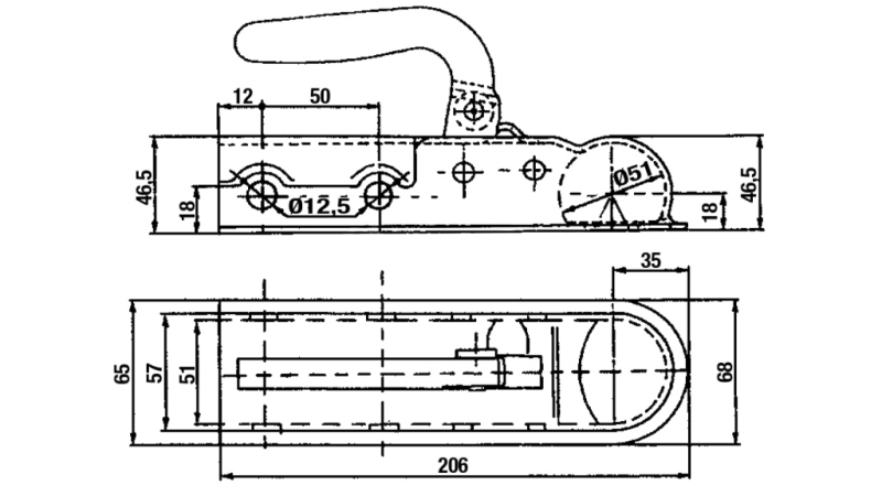 ANHÄNGERKUPPLUNG FÜR AUTOANHÄNGER RUND FI50