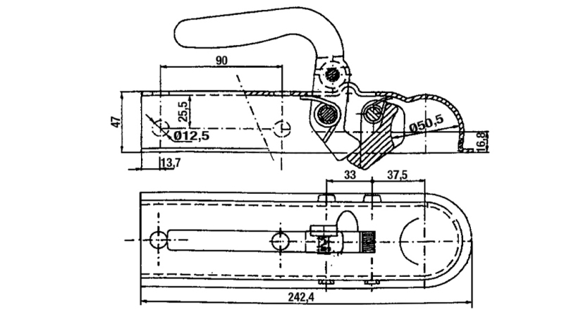 ANHÄNGERKUPPLUNG FÜR AUTOANHÄNGER QUADRAT 50
