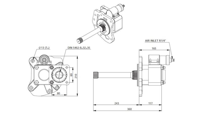 Rozměry HYDRAULICKÉHO ČERPADLA - MERCEDES G155 - 2 ACTROS
