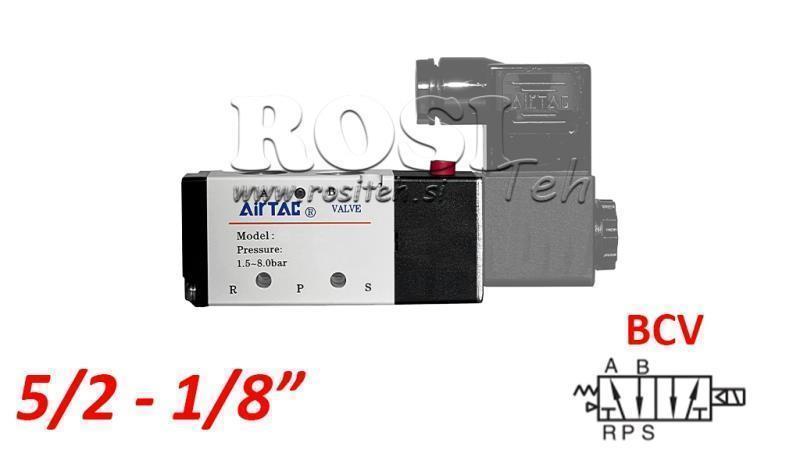 VALVĂ ELECTRICĂ PNEUMATICĂ 5/2 MONOSTABILĂ 1/8 PRT-0552-BCV