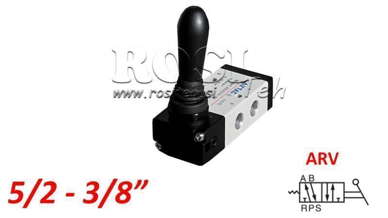 PNEUMATISK HÅNDVENTIL 5/2 3/8 PRT-0852-ARV RETUR MED FJÆR