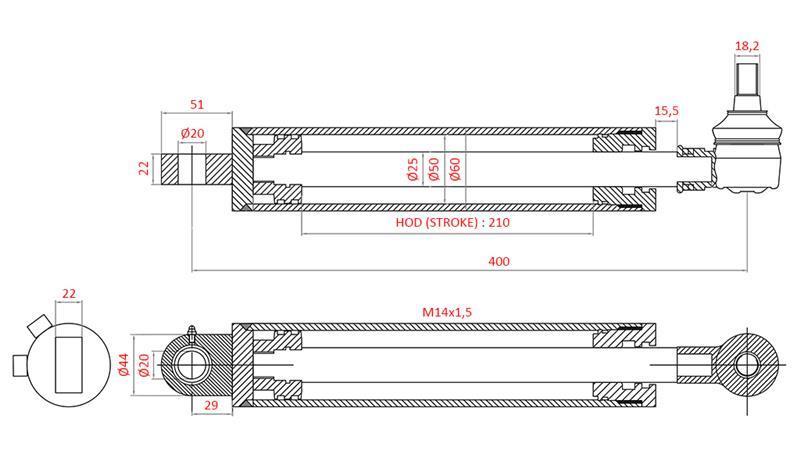 HYDRAULINEN OHJAUSSYLINTERI FIAT-NEW HOLLAND OEM-5113093, 5113130, 5113131, 5123968, 5125260, 5140