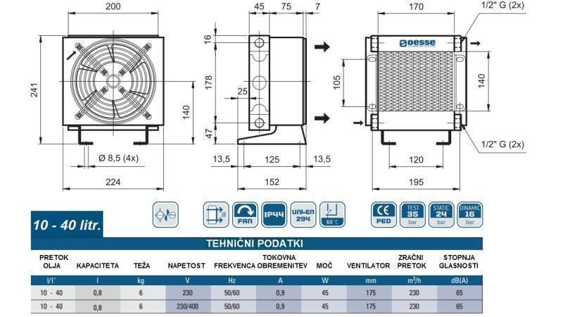 ОХЛАДИТЕЛ ЗА МАСЛО AC 230V HY01001 10-40 ЛИТРА