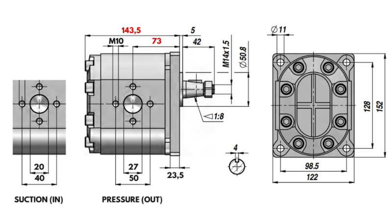 BOMBA HIDRÁULICA GR.3 43 CC ESQUERDA - FLANGES