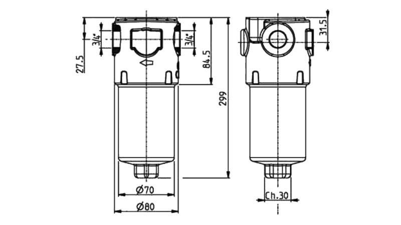 ХИДРАВЛИЧЕН ФИЛТЪР ЗА НАЛЯГАНЕ IKRON 3/4 - 10u - 110ЛИТ - 310bar