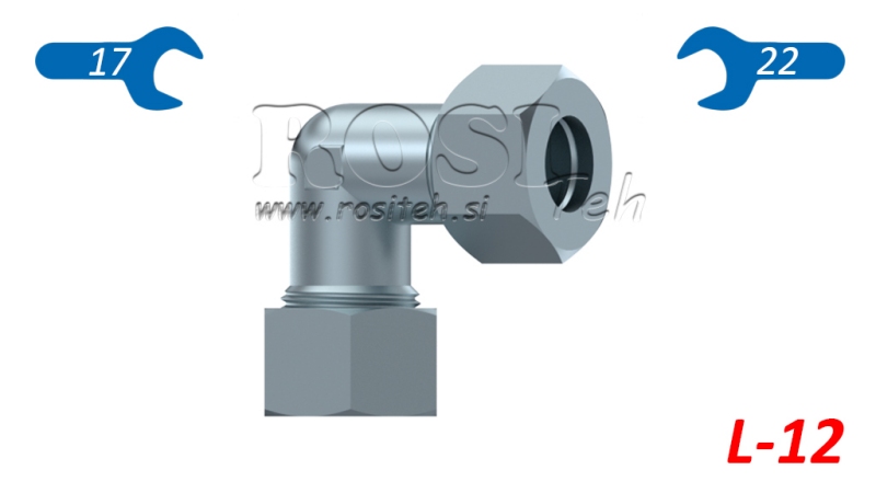 CODO HIDRÁULICO L-12 CON TUERCA
