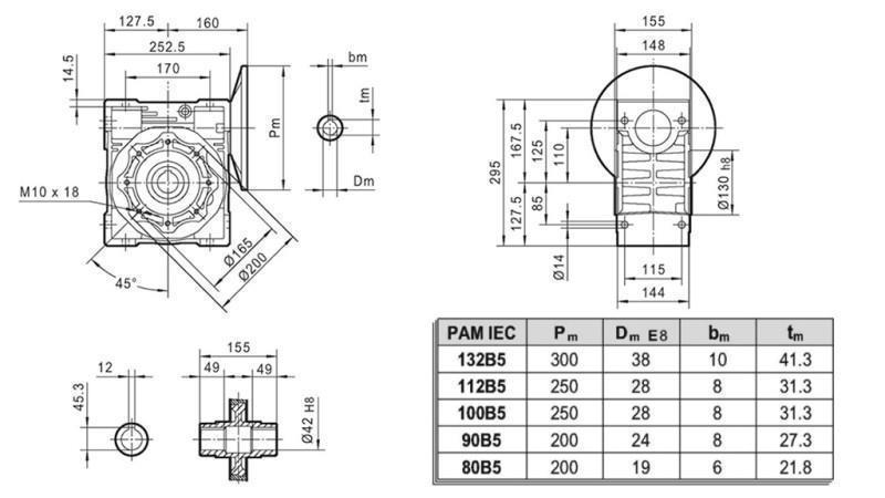 PMRV-110 REDUKTOR DLA SILNIKA ELEKTRYCZNEGO MS132 (5.5-7.5kW) PRZEWÓD 10:1