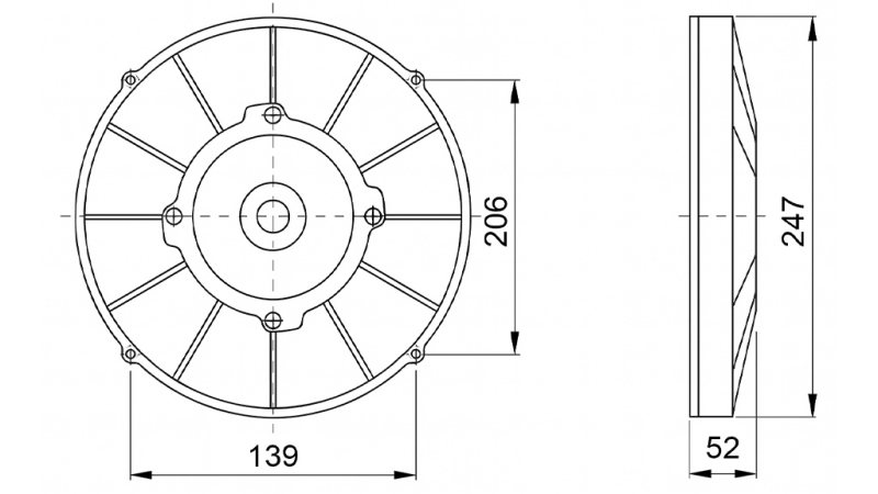 VENTILADOR AXIAL 225MM PUXANDO 24V