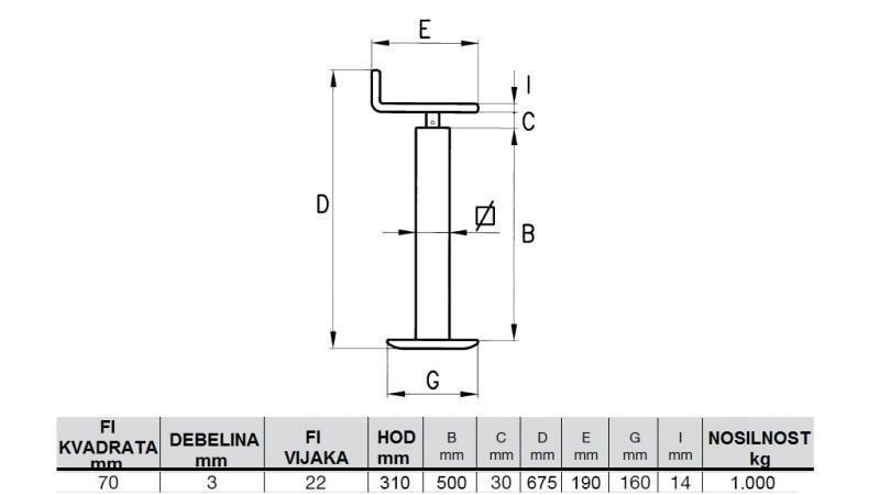 ПОДДРЪЖКА НА РЕЗБА (ВИСОЧИНА 675mm - ХОД 310mm) - 1,000KG