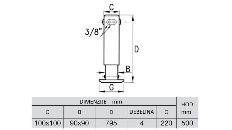 LEGGIO IDRAULICO DUE VIE 3.8 TON 500mm