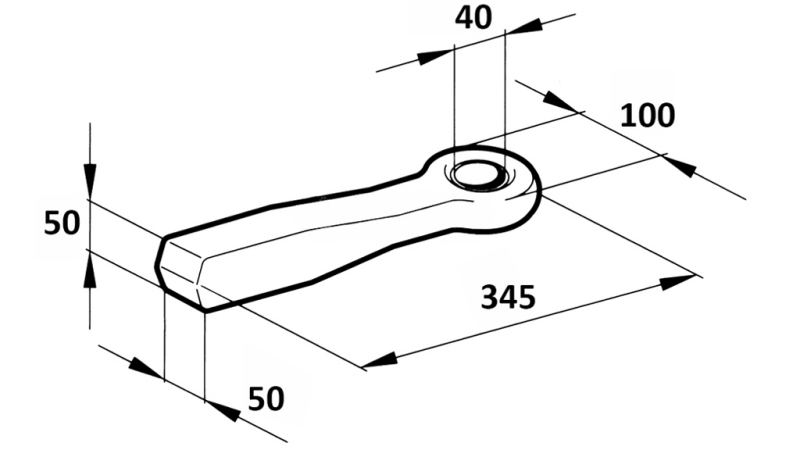 GANCIO DI TRAINO FISSO FI40 50x50 L370 - 6000KG/1000KG