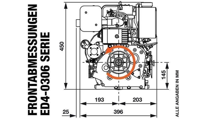 dieselmoottori 306cc-4.5kW-3,600 RPM-E-TP26x77.5-sähkökäynnistys