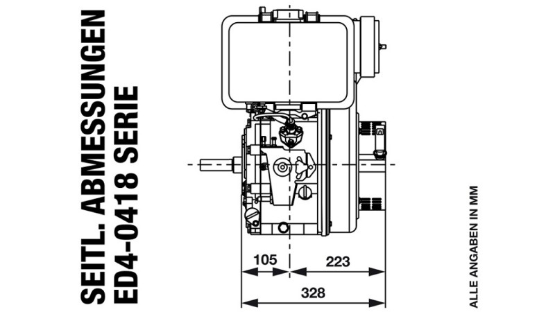 naftový motor 418cc-7.83kW-10.65HP-3,600 RPM-E-KW25x88-elektrický štart