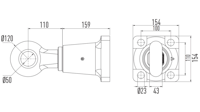 DREHBARRE MIT HAKEN FI50 IM GEHÄUSE 106kN (E13-Zertifikat)