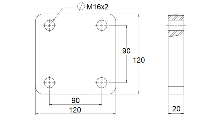 MOUNTING FLANGE FOR SWIVEL TOWING HOOK fi42 IN HOUSING