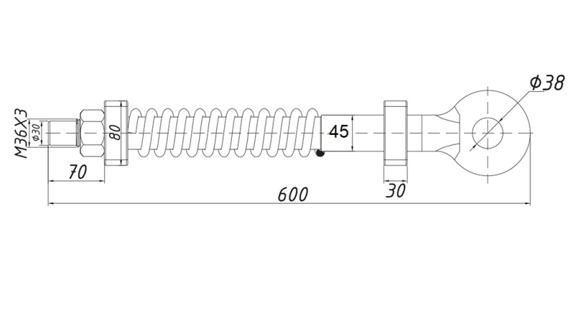 DAMPING SVINGENDE BUGSERINGSKROG MED FJEDER fi45 6,500kg