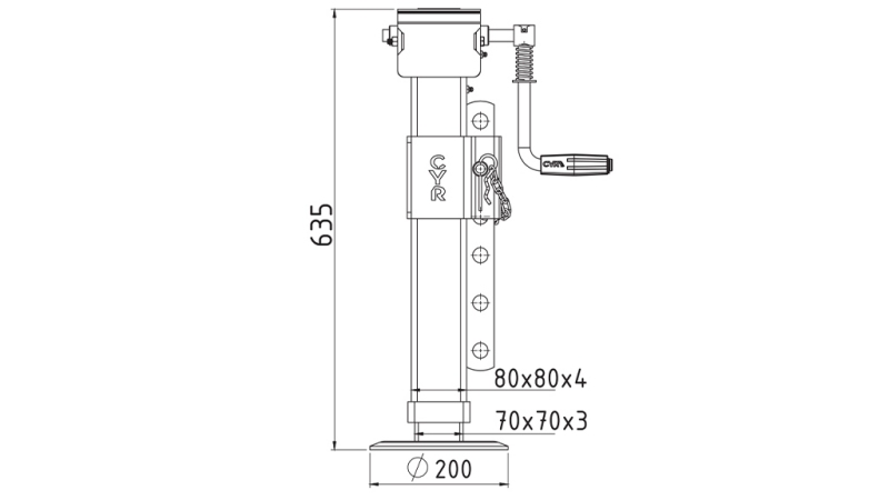 NAVOJNA PODPORNA NOGA NASTAVLJIVA 380mm - 4.000kg