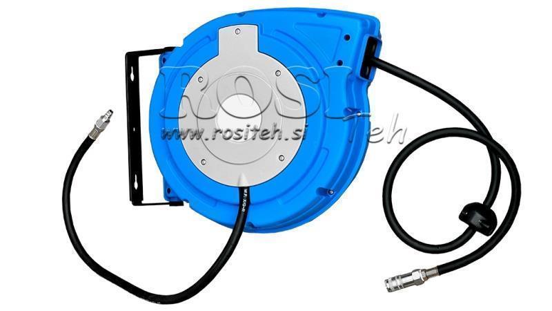 HOSE REEL MADE OF PLASTIC WITH PNEUMATIC PU HOSE 15M 20BAR 3/8-10MM