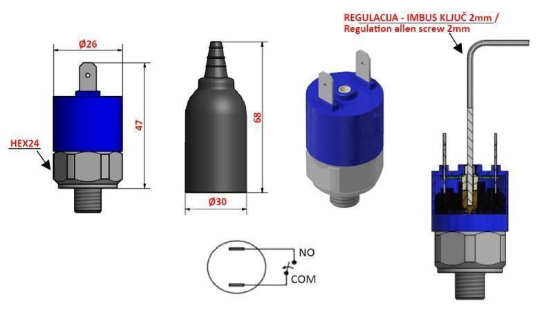 HYDRAULISK TRYKSWITCH K4 - NO 5-50 BAR (MAX.300BAR)