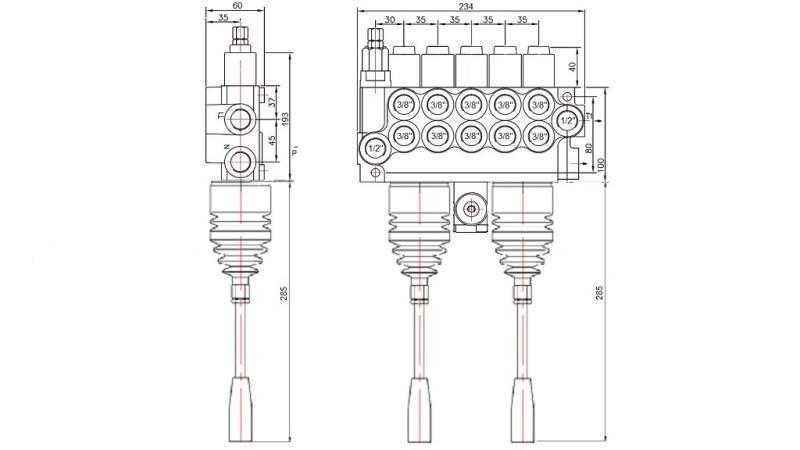 HID. VENTIL 5xP40   2x JOYSTICK