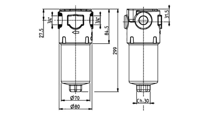 HIDRAULIČKI FILTER TLAKA IKRON 3/4 - 10u - 110LIT - 310bar