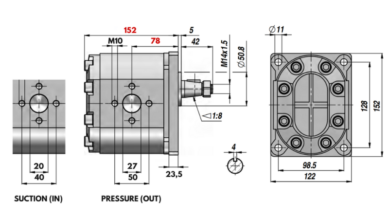 HYDRAULIC PUMP GR.3 55 CC LEFT - FLANGE