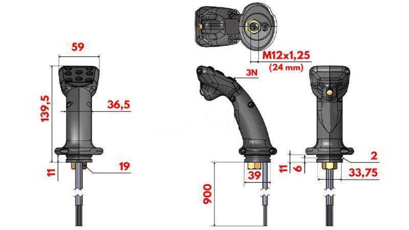 FJERNBETJENING JOYSTICK - 3 KNAPPER