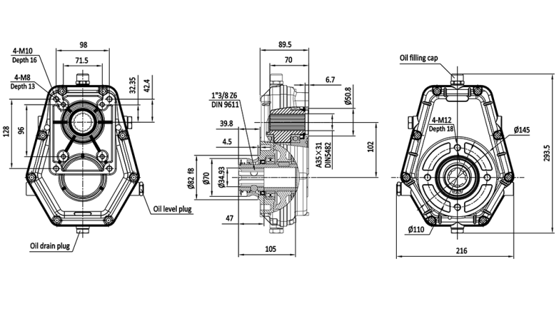 GEARBOX GR.3 -1:3.8 FEMALE ON PIN