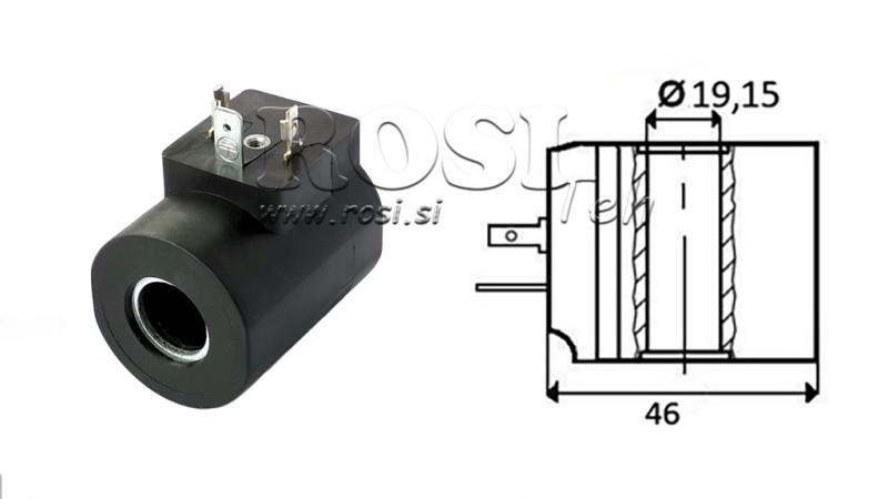 ELECTROMAGNETIC COIL 12V DC - M19-12DN - fi 19.15mm-56mm 33W IP65