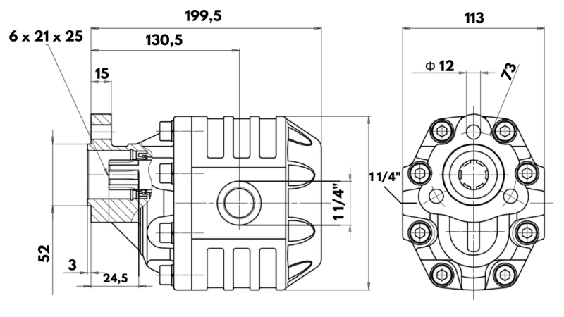 HIDRAVLIČNA LITOŽELEZNA ČRPALKA UNI40-87cc-220 bar LEVA