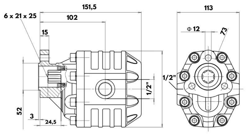 HYDRAULIC CAST IRON PUMP UNI30-17CC-230 BAR LEFT