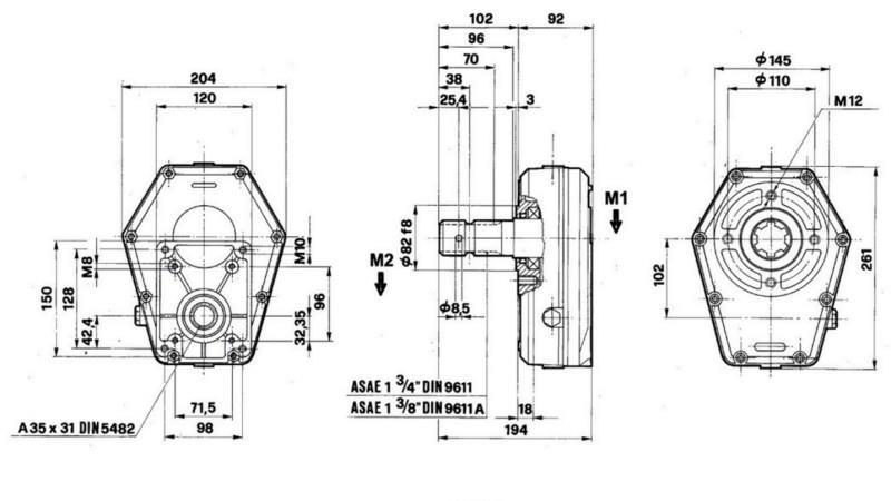 Multiplicateur pompe hydraulique GR2 - 13/8 Male Rapport 1:3