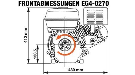 benzin motor EG4-270cc-6,56kW-8,92HP-3.600 U/min-H-KW25x88.2-kézi inditás