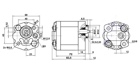 HYDRAULISK PUMP 10C2,1X302 2,1 CC HÖGER