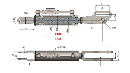 2TON. HYDRAULISK TOPPLENKE FORK 60/40-250 (600MM-850MM)