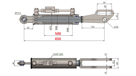 2TON. 3° POINT HYDRAULIQUE POINT 60/40-150 (500MM-650MM)