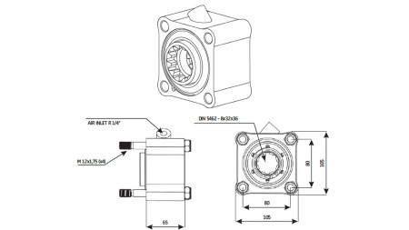 GEAR DRIVE FOR HYDRAULIC PUMP - ZF1 ALUMINIUM