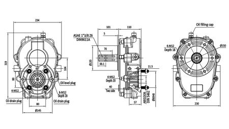 GEARBOX FOR CAST IRON PUMP 1:2.5 MALE