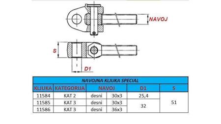 NAVOJNA KUKA SPECIAL KAT.3 ZA POTEZNICU M36X3