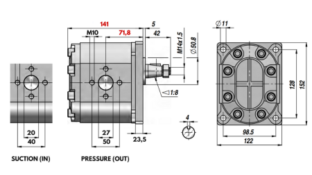 HYDRAULIC PUMP GR.3 39 CC LEFT - FLANGES