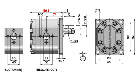 HYDRAULIC PUMP GR.3 46 CC RIGHT - FLANGES