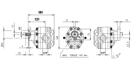 HYDRAULISK GJUTJÄRN PUMP REVERSIBEL 40CC CASAPPA