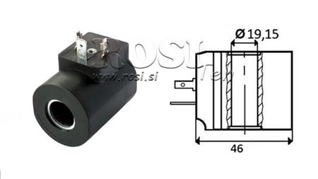 ELECTROMAGNETIC COIL 12V DC - M19-12DN - fi 19.15mm-56mm 33W IP65