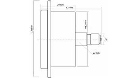 MANOMÉTER DN100 HÁTSÓ 0 - 160 BAR - 1/2 - dimenziók